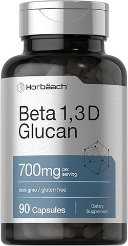 Beta Glucan 1 3D 700 mg | 90 Cápsulas | Beta 1,3, 1,6 D Glucan | Suplemento Sem OGM, Sem Glúten | Marca Horbäach - Horbäach