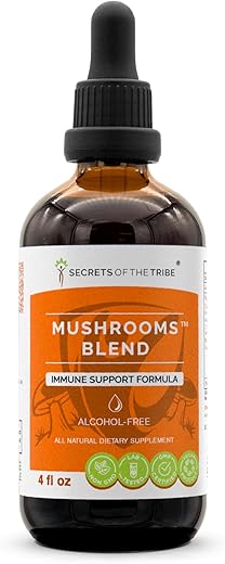 Secrets of the Tribe - Segredos da Tribo: Extrato Herbal de Cogumelos Blend Sem Álcool, Glicerina Chaga, Shiitake, Maitake, Cordyceps, Reishi. Fórmula de Suporte Imunológico 118 ml