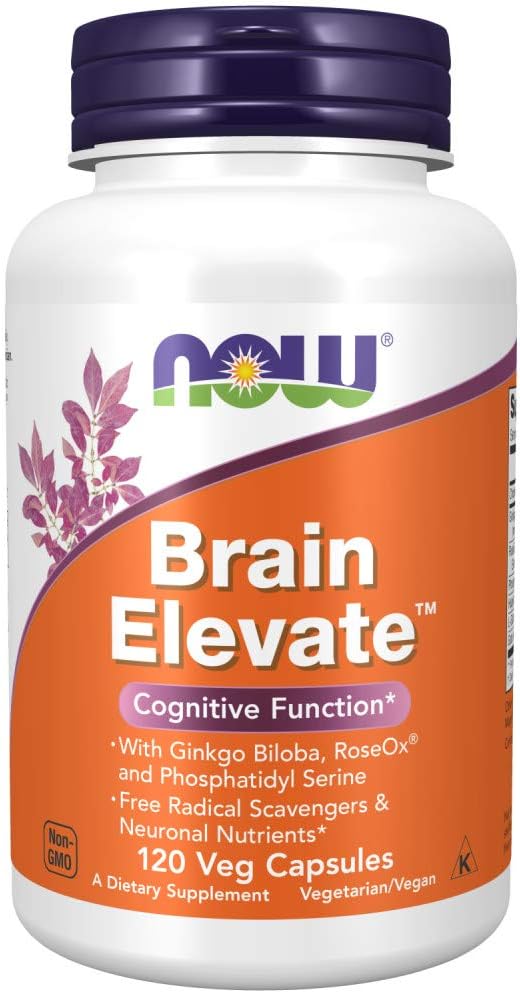 Supplements, Brain Elevate™: Ginkgo Biloba, RoseOx® e Fosfatidilserina, 120 Cápsulas Vegetais - NOW Foods