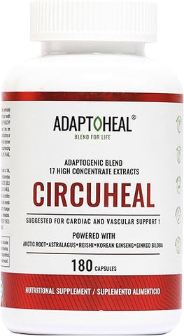 ADAPTOHEAL - Suplemento de Suporte à Pressão Arterial com Astragalus, Ginkgo Biloba, Rhodiola Rosea, Reishi Mushroom – Promove a Saúde Cardiovascular, do Coração e a Circulação Sanguínea (180 cápsulas)
