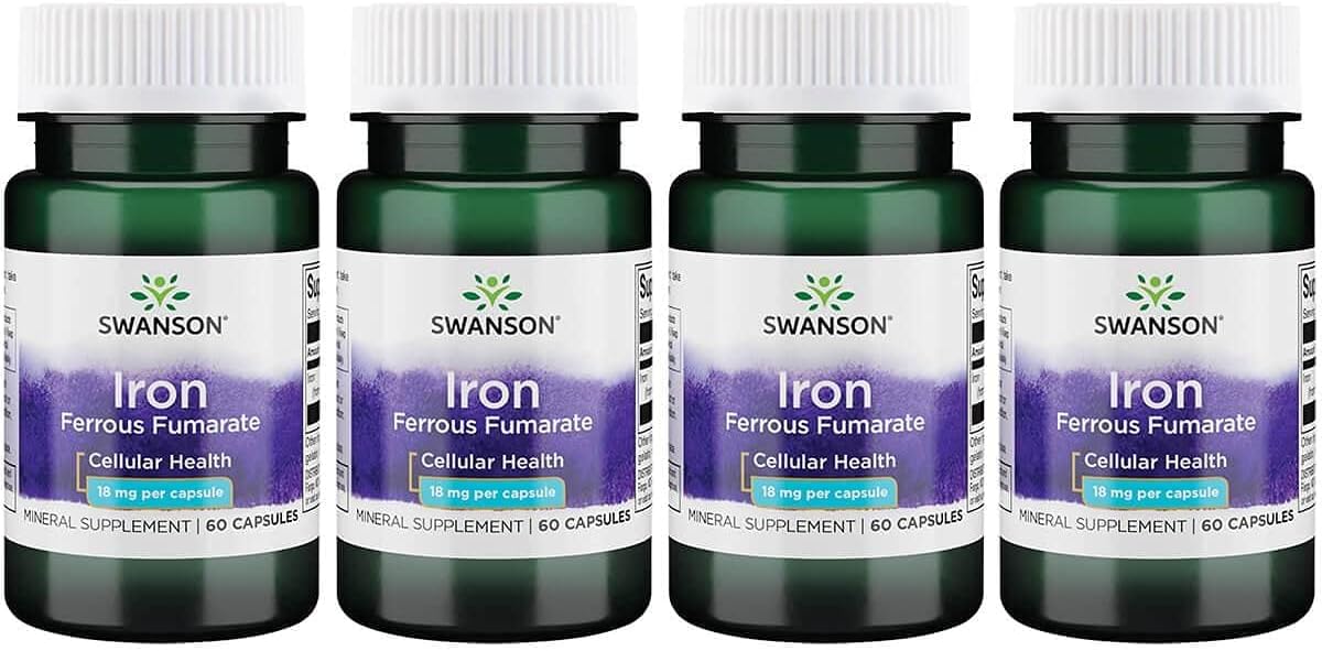 Iron (Fumarato Ferroso) – Fórmula de Alta Concentração para Apoio Energético – Auxilia na Entrega de Oxigênio - Swanson
