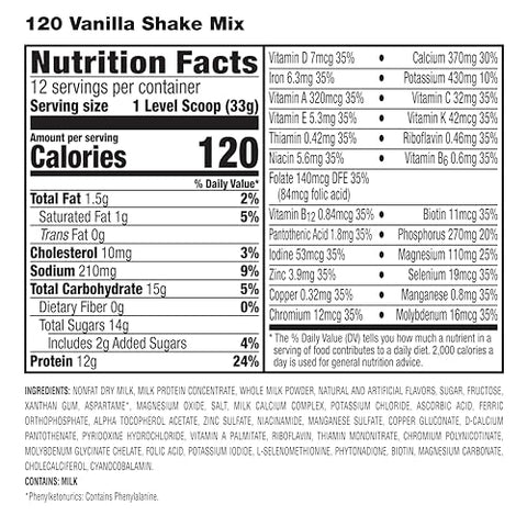 120 Shake Substituto de Refeição em Pó “NOVO” | Mistura de Shake de Baunilha para Apoiar a Perda de Peso Saudável | 12g de Proteína | Bebida Nutricional | Alimento de Baixa Caloria | 12 Porções - HMR