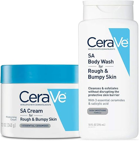 Conjunto de Cuidados Diários para a Pele com Ácido Salicílico Renovador | Contém CeraVe Creme SA e Sabonete Corporal para Pele Áspera e Irregular | Sem Fragrância  CeraVe - CeraVe