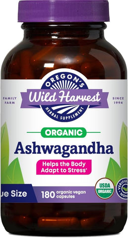 Oregon's Wild Harvest - Oregon’s Wild Harvest Ashwagandha Orgânico – Alívio do Estresse, Suporte Imunológico, Energia Equilibrada | Suplementos Herbais Não-OGM