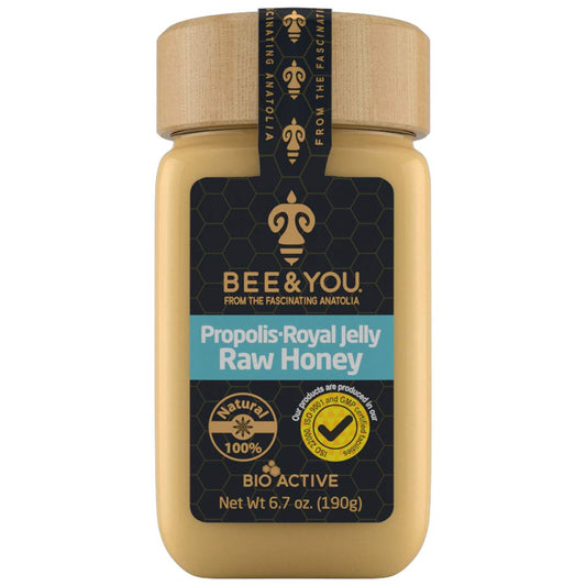 BEE & YOU - Mel de Abelha e Você – Geleia Real, Extrato de Própolis, Superfood 100% Natural, Ultra Puro, Suporte Imunológico, Antioxidantes, Keto, Paleo, Sem Glúten, 190g
