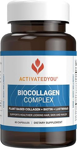 Bio Collagen Complex – Colágeno Vegetal com Biotina Altamente Absorvível para Apoiar a Pele Jovem, Saúde Capilar e Força Muscular – Fórmula Vegana com Lustriva - ACTIVATEDYOU