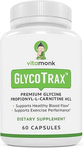 GlycoTrax – Suplemento GPLC de Alta Absorção – Sem Preenchedores Artificiais – Cápsulas de GPLC Glicina Propionil-L-Carnitina para Apoiar o Fluxo Sanguíneo Saudável – 60 Cápsulas - VitaMonk