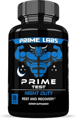 Prime Test Night Duty: Aumentador de Testosterona Noturno para Potência Máxima - Prime Labs