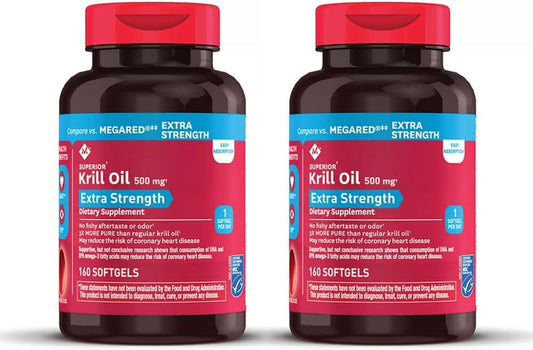 MEMBER´S MARK - Óleo de Krill em Cápsulas Extra Forte Member’s Mark, 500mg (2 Frascos – 320 cápsulas)