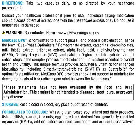 Medcaps DPO – Otimizadores de Fase Dupla para Desintoxicação, Limpeza e Saúde do Fígado – Suporte ao Fígado com Cardo Mariano, Ácido Alfa Lipóico e Extrato de Alcachofra – 60 cápsulas - XYMOGEN