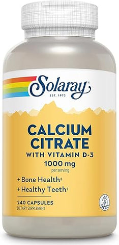 SOLARAY - Solaray Citrato de Cálcio c/ Vitamina D3 1000mg, Fortalecimento Ósseo