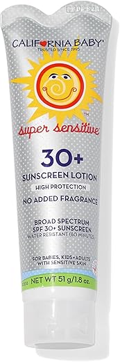 Protetor Solar Mineral California Baby Super Sensitive SPF 30 | Amplo Espectro | Dióxido de Titânio | Hipoalergênico Sem Fragrância | 51 g