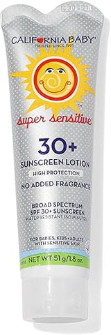 Protetor Solar Mineral California Baby Super Sensitive SPF 30 | Amplo Espectro | Dióxido de Titânio | Hipoalergênico Sem Fragrância | 51 g