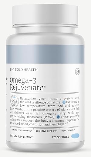 BIG BOLD HEALTH - 2 MESES DE FORNECIMENTO – Suplemento de Óleo de Peixe Ômega-3 Rejuvenate, Óleo de Bacalhau do Alasca e Salmão Sockeye, Sabor Limão – Ácidos Graxos Ômega-3 com EPA, DHA