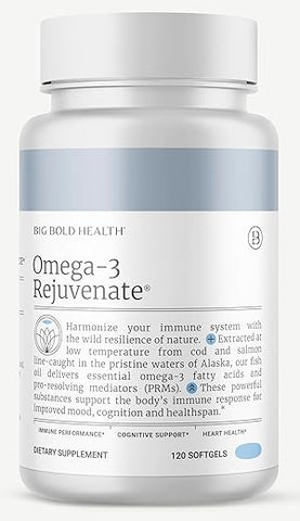 BIG BOLD HEALTH - 2 MESES DE FORNECIMENTO – Suplemento de Óleo de Peixe Ômega-3 Rejuvenate, Óleo de Bacalhau do Alasca e Salmão Sockeye, Sabor Limão – Ácidos Graxos Ômega-3 com EPA, DHA