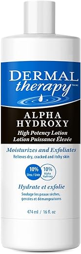 Loção Dermal Therapy Alpha Hydroxy – Hidratante Esfoliante de Alta Potência AHA para Pele Seca e Escamosa – 10% Ácido Láctico