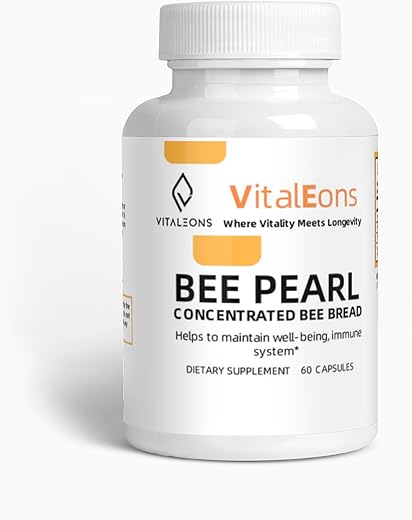 Generic - Bee Pearl Vitaleons – Cápsulas Vegetarianas com Pólen de Abelha, Própolis e Geléia Real – Cada Pérola Contém Vitaminas, Microelementos, Polifenóis e Antioxidantes (60 Cápsulas)