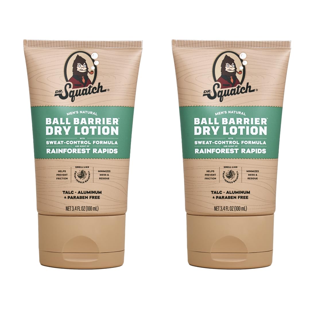 Loção Seca para a Área Íntima Masculina, Pó Corporal sem Bagunça, Feito com Ingredientes Naturais – Kit 2 Unidades Rainforest Rapids - Dr. Squatch