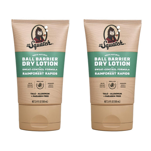Loção Seca para a Área Íntima Masculina, Pó Corporal sem Bagunça, Feito com Ingredientes Naturais – Kit 2 Unidades Rainforest Rapids - Dr. Squatch