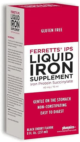 Ferretts IPS – Suplemento Líquido de Ferro da Pharmics – Maior Tolerabilidade e Absorção – Sabor Cereja Preta, 240 ml