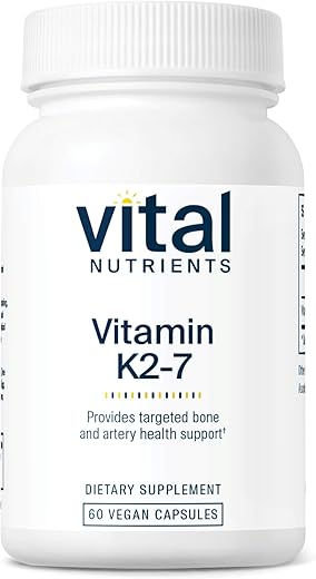 Vitamina K2-7 | Promove Saúde Cardiovascular, Cardíaca, Óssea* | Vitamina K2 MK7 | Suplemento Vegano de Vitamina K | Livre de Glúten, Laticínios, Soja | Não-OGM | 60 Cápsulas - Vital Nutrients