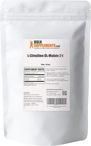 com L-Citrulline Malate 2:1 em Pó – Suplemento de L-Citrulline Malate, Pó de Citrulline Malate – Sem Sabor – 100g - BulkSupplements