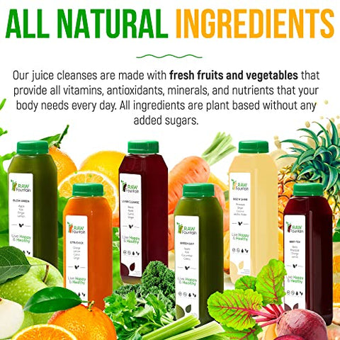 3 Day Juice Cleanse Raw Fountain – Detox Natural Líquido, Dietas de Suco, Sucos de Frutas e Vegetais, Energizante e Saboroso, 18 Garrafas 350ml, 3 Gengibre