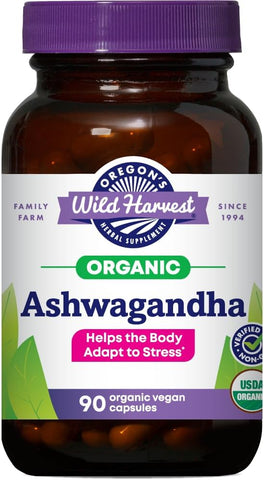 Oregon's Wild Harvest - Oregon’s Wild Harvest Cápsulas Veganas de Ashwagandha Orgânica Certificada, 1200 mg, 90 Unidades