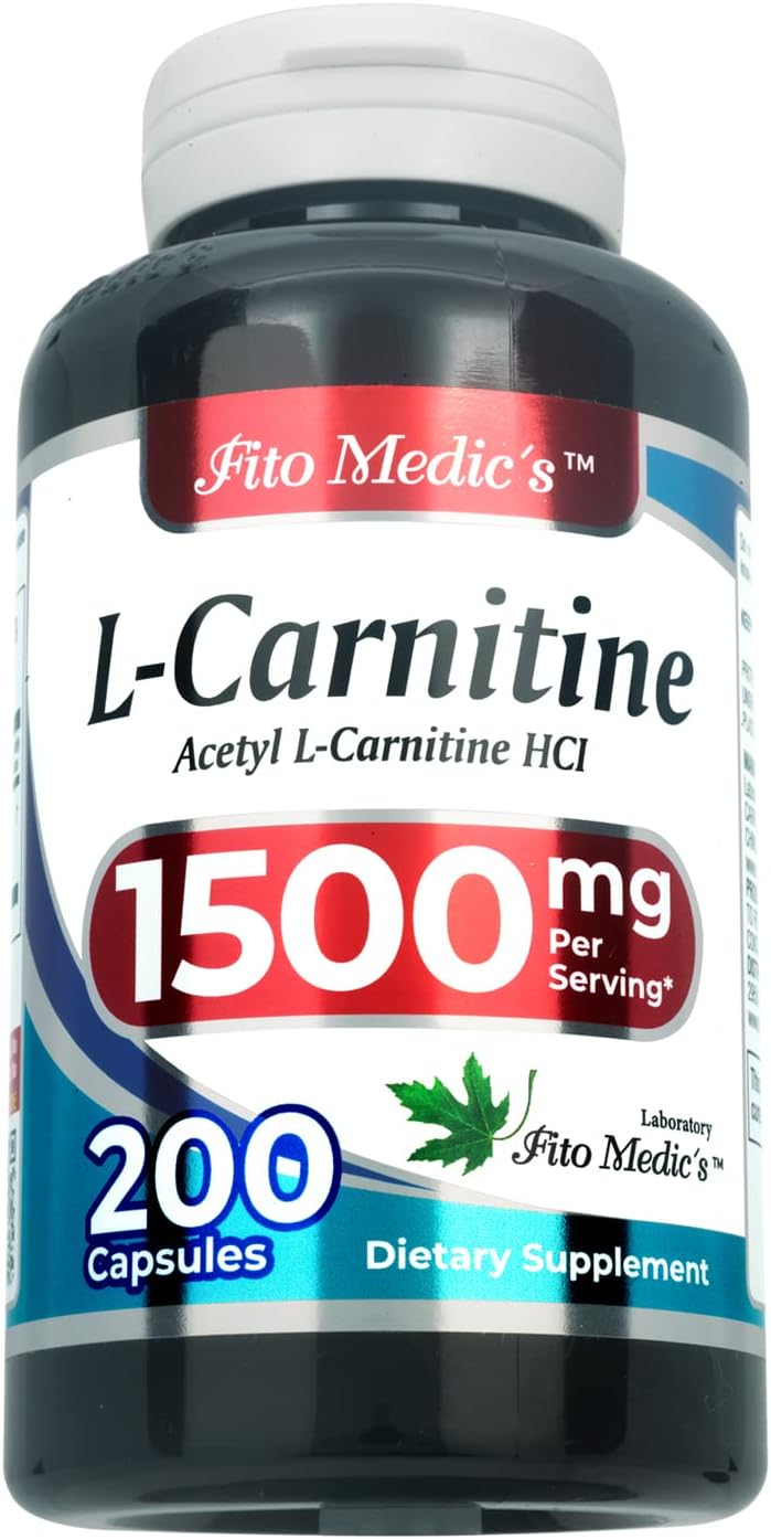 FITO MEDIC'S - Lab – L-Carnitina – 1500 mg por Porção, 200 Cápsulas – Alta Potência de Acetil L-Carnitina – Suporta Produção Natural de Energia, Memória e Foco – Carnitina