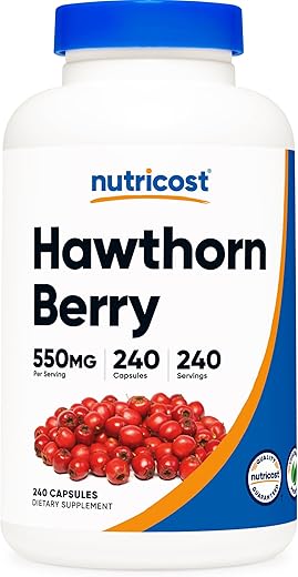 Cápsulas de Bagas de Espinheiro 550mg, 240 Cápsulas, Amigável para Vegetarianos, Não-OGM - Nutricost
