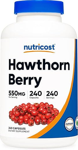 Cápsulas de Bagas de Espinheiro 550mg, 240 Cápsulas, Amigável para Vegetarianos, Não-OGM - Nutricost