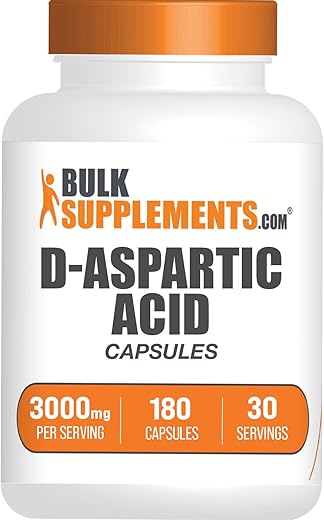 com Cápsulas de Ácido D-Aspártico – Suplemento DAA para Homens | 100% Puro e Potente - BulkSupplements
