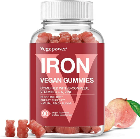 VEGEPOWER - Gomas Veganas de Ferro – com Vitamina C, A, Complexo B, Ácido Fólico, Zinco para Adultos : [Nome da Marca]