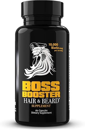 Boss Booster – Suplemento para Crescimento de Barba para Homens – 10.000 MCG Biotina e MSM – Vitaminas para Crescimento Capilar e Cuidados com a Barba - Bossman