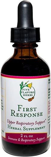 FIVE FLAVORS HERBS - Primeira Resposta Tintura – Alívio de Desconforto Sazonal, Suporte Respiratório Superior, Pulmões Saudáveis, Suporte ao Sistema Imunológico, Sabugueiro, OSHA, Mil-folhas – 60 ml