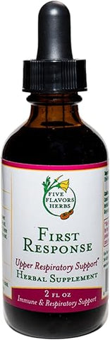 FIVE FLAVORS HERBS - Primeira Resposta Tintura – Alívio de Desconforto Sazonal, Suporte Respiratório Superior, Pulmões Saudáveis, Suporte ao Sistema Imunológico, Sabugueiro, OSHA, Mil-folhas – 60 ml