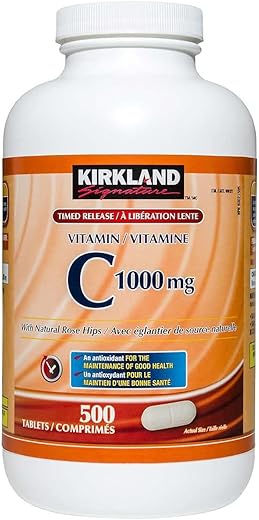 KIRKLAND - Kirkland Signature Vitamina C 1000mg, 500 Comprimidos – Melhor Marca de Vitamina C em Cápsulas
