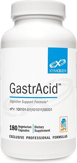 GastrAcid – Betaine HCl com Pepsina, Ácido L-Glutâmico, Raiz de Genciana e Amargos Digestivos para Apoiar a Digestão, Absorção de Nutrientes e pH Gástrico Saudável – Saúde Digestiva - XYMOGEN