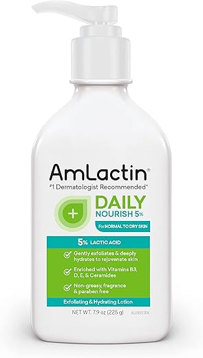 Daily Nourish – Loção Corporal 7.9 oz (225g) com 5% de Ácido Lático – Esfoliante e Hidratante para Pele Seca - AmLactin