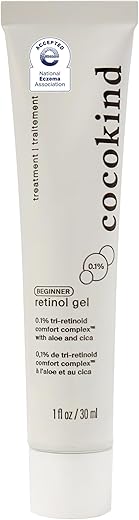 Gel Retinol Iniciante 0,1%, Melhore a Aparência de Linhas Finas e Textura Desigual sem Irritação, Aloe e Cica para Prevenir Ressecamento, 30 ml - Cocokind