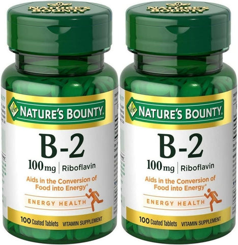 Nature's Bounty - Nature’s Bounty, Vitamina B-2, 100 mg, 100 Comprimidos – Pacote com 2 – Compre Agora!