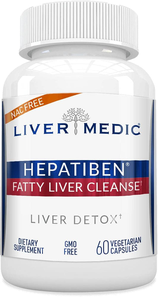 Liver Medic - Hepatiben Liver Detox Cleanse: Suplemento Natural para Regeneração e Reparo Digestivo. Com Milk Thistle, Silybin, Cúrcuma, Berberina, L-Glutathione, 60 cápsulas
