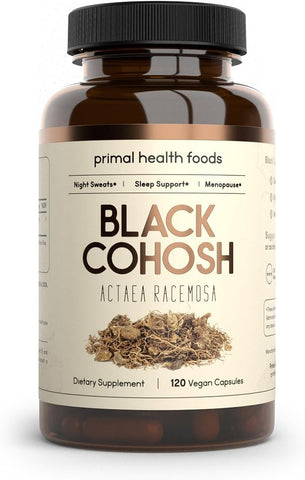 Primal Health Foods - Black Cohosh Orgânico 1000 mg | Menopausa, Suores Noturnos e Suporte ao Sono | Vegetariano, Não-OGM