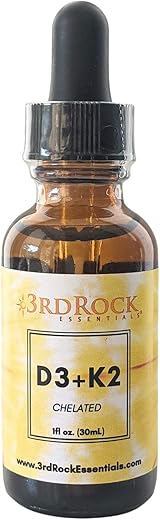 3rd Rock Essentials - Vitaminas D3 K2 | Gotas de Suplemento Líquido Quelado | Fortalece Ossos Saudáveis e Coração | Vegano | Sem Glúten | 30 ml