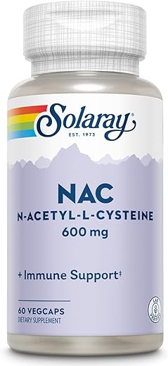 SOLARAY - Solaray NAC – Suplemento de N-Acetil-L-Cisteína, 600 mg | 60 Cápsulas