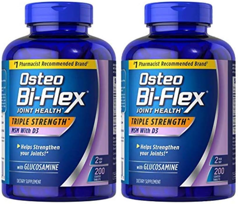Osteo Bi-Flex - Osteo Biflex Triple Stregnth MSM Vitamina D3 200 tabs (2 Pacotes) – Suplemento para Articulações e Ossos Fortes