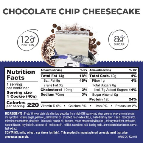 Barras de Wafer de Proteína, Snacks de Alta Proteína com Sabor Delicioso, Cheesecake de Chocolate Chip, 40g (12 Unidades) - Power Crunch