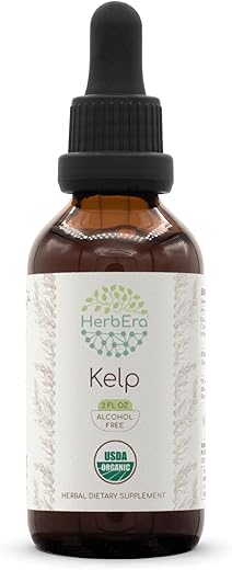 HerbEra - Kelp B60 Tintura Orgânica USDA | Extrato Livre de Álcool, Gotas Herbais de Alta Potência | Kelp Orgânico Certificado (Ascophyllum nodosum) Planta Seca (60 ml)