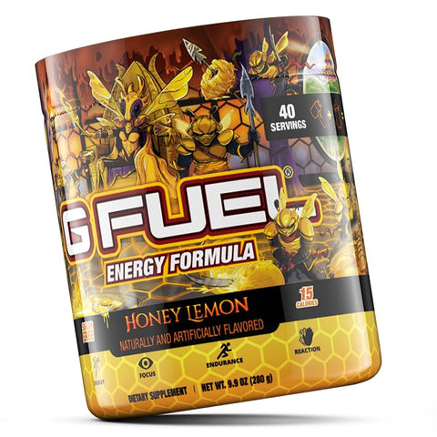 Pó Energético Honey Lemon, Sem Açúcar, Foco com Cafeína Limpa, Mistura para Água, Aminoácidos de Foco, Mistura de Vitaminas Antioxidantes, 280g (40 Porções) - G Fuel