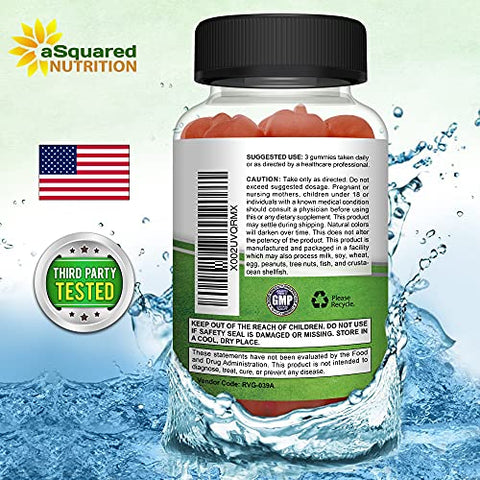 Gomas de Vinagre de Maçã aSquared Nutrition – 1500mg com A Mãe – 90 Gomas de Vinagre de Maçã com Vitamina B6